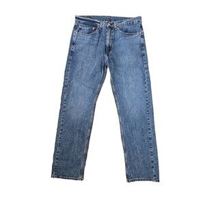 Levis 505 Blue Jeans Mens 36x31 Regular Fit Straight Leg Denim Cowboy Zip Fly